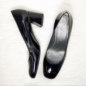 Stuart Weitzman Black Patent Leather Marymid Heels